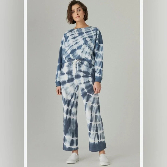 Lucky Brand French Terry Cropped Wide Leg Pant - Picture 1 of 8